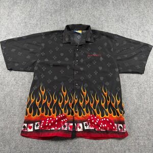 XNT Shirt Mens XL Black Las Vegas Flames Dice Cards Bowling Lounge Vintage Style